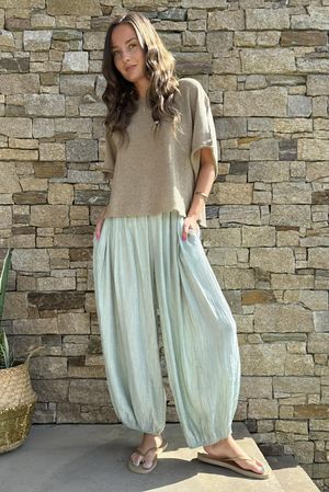 Cyril Crinkle Balloon Pant Sage